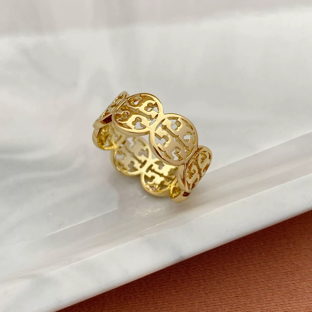 Tory Burch Hollow Letter Round Metal Ring